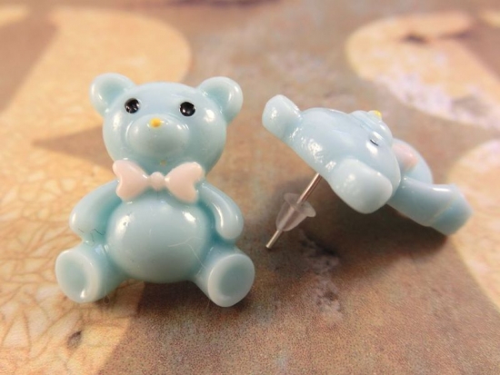 Preview: Teddy Bär Ohrstecker Bärchen rosa blau